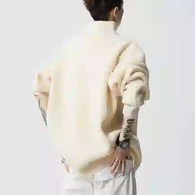 布客行 立领慵懒美式高街纯色打底保暖落肩长袖宽松休闲百搭针织衫 男女同款