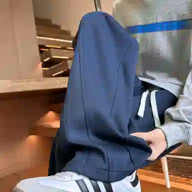 【明线拼接设计大码垂感卫裤】布客行  美式复古高街港风简约纯色基础款宽松直筒弯刀松紧系带显瘦保暖通勤百搭长裤阔腿休闲裤 男女同款