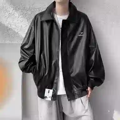 布客行 【美式高街酷飒宽松百搭机车拉链皮衣外套】赛博朋克防风防水痞帅不羁狂野硬朗摇滚叛逆简约重磅舒适通勤个性夹克 男女同款
