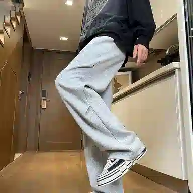 布客行 扎染卫裤宽松大码美式潮牌复古街头长裤子港风痞帅抽绳松紧腰弹力纯色百搭针织休闲裤 男女同款