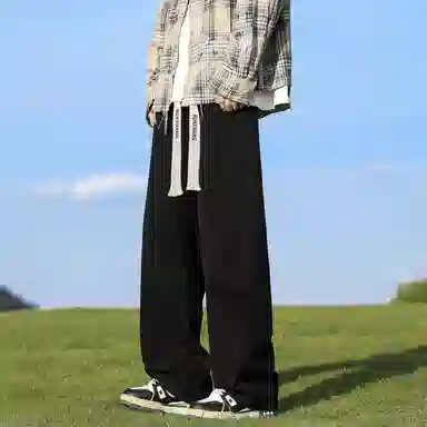 【美式弯刀拼接直筒】布客行 基础款复古显高显瘦水洗通勤通用长裤子不规则线条宽松阔腿港风做旧高街牛仔裤 男女同款