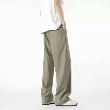 【四季可穿显高显瘦】布客行 美式复古高街纯色抽绳系带松紧腰长裤子港风宽松大码直筒阔腿百搭柔软显腿长学院风秋季休闲裤 男女同款