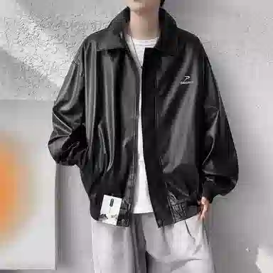 布客行 【美式高街酷飒宽松百搭机车拉链皮衣外套】赛博朋克防风防水痞帅不羁狂野硬朗摇滚叛逆简约重磅舒适通勤个性夹克 男女同款