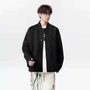 【纯色棒球领开衫牛仔裤一套】布客行 美式长袖开襟外套法式慵懒风百搭舒适学院风抽绳水洗复古做旧简约高街休闲卫衣套装 男女同款