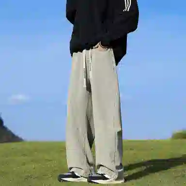 【美式弯刀直筒】布客行 纯色双侧不对称接设计基础款港风潮牌高街宽松大码舒适显高修饰腿型小众百搭通勤长裤子牛仔裤 男女同款