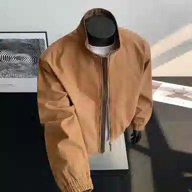 【水洗棉外套裤子一套】布客行 假两件翻领美式复古高街上衣夹克直筒做旧微喇基础款松紧腰抽绳纯色牛仔裤休闲运动套装 男女同款