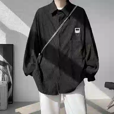 【cleanfit肌理感衬衣】布客行 可拆卸胸针落肩袖口袋春秋潮牌慵懒风高品质上衣纯色外套休闲痞帅少年感时尚百搭大码长袖衬衫 男女同款