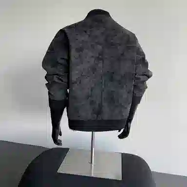 【绒感雾花皮外套裤子一套】布客行 扎染色棒球领打钉美式复古高街夹克直筒水洗做旧微喇基础款松紧腰抽绳牛仔裤休闲运动套装 男女同款