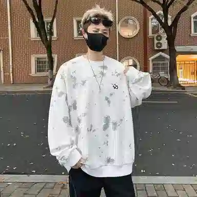 【蝴蝶满印】布客行 圆领长袖卡通美式复古简约大码宽松外套高街舒适柔软亲肤通用可外穿学院风卫衣 男女同款