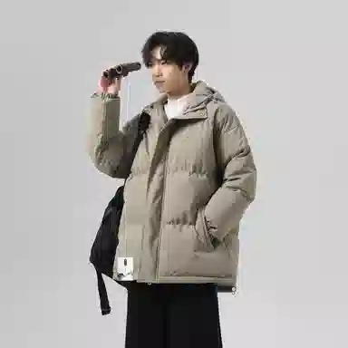 布客行 【秋冬季美式潮流高街拉链门襟纯色连帽】日常出行通勤休闲舒适简约百搭防风防寒保暖户外山系亲肤面包服棉服 男女同款