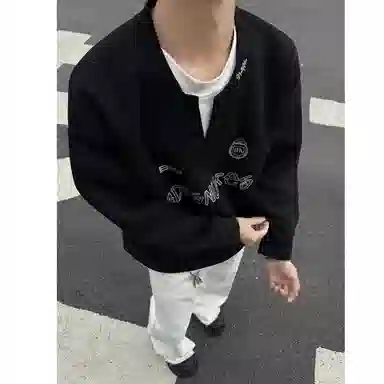 【重磅假两件】布客行 美式复古高街亨利领拼接潮流徽章字母可拆卸别针休闲运动舒适百搭学院嘻哈雅痞亲肤华棉早秋长袖卫衣 男女同款