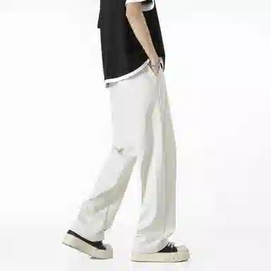 【四季可穿显高显瘦】布客行 美式复古高街纯色抽绳系带松紧腰长裤子港风宽松大码直筒阔腿百搭柔软显腿长学院风秋季休闲裤 男女同款