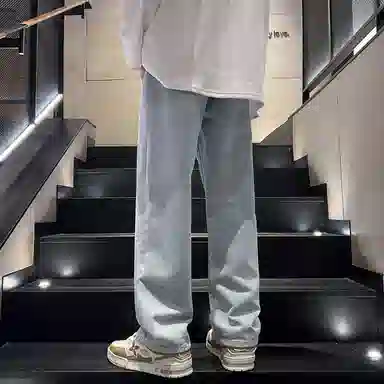 【小个子显高显瘦】布客行 美式复古基础款直筒长裤子水洗做旧小众百搭款港风高街通勤款学院风牛仔裤 男女同款