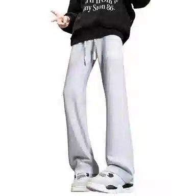 【微喇垂感显高显瘦】布客行 美式复古高街系带基础款修身简约卫裤直筒针织运动裤长裤百搭柔软舒适弯刀弹力松紧腰休闲裤 男女同款