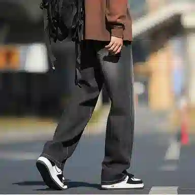 布客行  显高直筒潮裤潮牌美式高街松紧腰抽绳复古水洗渐变做旧休闲宽松直流百搭垂感柔软舒适长裤牛仔裤 男女同款