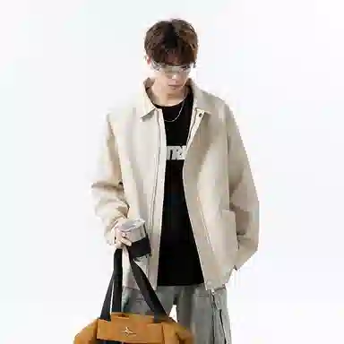 【复古美式扎染PU皮衣】布客行 机能风飞行员教练服美拉德港风高街休闲轻奢老钱风痞帅翻领落肩袖韩版百搭防风防泼水工装夹克 男女同款