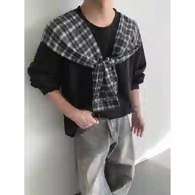 布客行 美式高街复古港风回潮轻奢老钱风可拆卸胸针领落肩袖潮牌长袖休闲舒适百搭学院风亲肤卫衣 男女同款