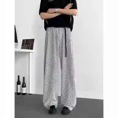 【自动扣重磅卫裤】布客行 雪尼尔面料柔软舒适复古宽松大码美式潮牌松紧腰高街痞帅显瘦显高针织运动长裤学院风小众百搭休闲裤 男女同款