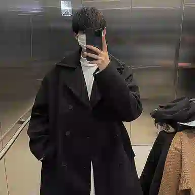 布客行 老钱风韩系基础长款穿搭过膝宽松舒适大口袋西装领保暖英伦风毛呢子外套高级感风衣休闲百搭落肩翻领长袖慵懒风纯色大衣 男女同款