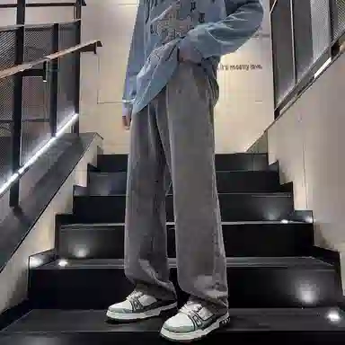 【小个子显高显瘦】布客行 美式复古基础款直筒长裤子水洗做旧小众百搭款港风高街通勤款学院风牛仔裤 男女同款