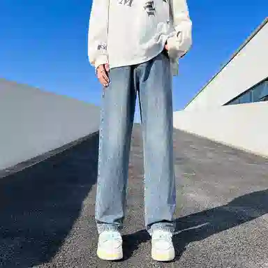 【显高显瘦直筒】布客行 美式复古基础款渐变色水洗做旧设计感长裤子港风大码高街潮牌亲肤舒适痞帅通勤学院风牛仔裤 男女同款