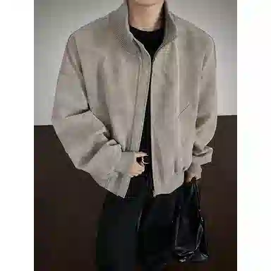 【雾面扎染设计夹克外套牛仔裤一套】布客行 防风保暖美式立领长袖宽松高街痞帅抽绳松紧水洗做旧显瘦阔腿通勤长裤休闲运动套装 男女同款