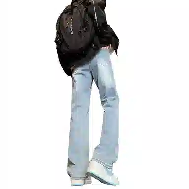 【万针刺绣立体花卉】布客行 重工美式复古水洗直筒基础款高街舒适亲肤透气休闲百搭微喇纯色长裤显高显瘦显腿长弹力牛仔裤 男女同款