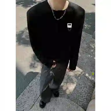 【可外穿打底保暖仿绵羊绒】布客行 美式复古高街轻奢老钱重磅慵懒垂感落肩港风宽松休闲舒适纯色基础百搭可内搭可拆卸胸针卫衣 男女同款