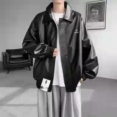 布客行 【美式高街酷飒宽松百搭机车拉链皮衣外套】赛博朋克防风防水痞帅不羁狂野硬朗摇滚叛逆简约重磅舒适通勤个性夹克 男女同款