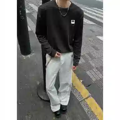 【可外穿打底保暖仿绵羊绒】布客行 美式复古高街轻奢老钱重磅慵懒垂感落肩港风宽松休闲舒适纯色基础百搭可内搭可拆卸胸针卫衣 男女同款