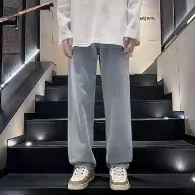 【小个子显高显瘦】布客行 美式复古基础款直筒长裤子水洗做旧小众百搭款港风高街通勤款学院风牛仔裤 男女同款