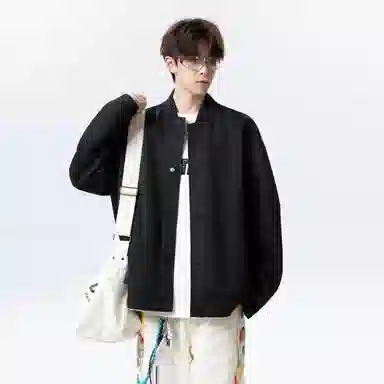 【纯色棒球领开衫牛仔裤一套】布客行 美式长袖开襟外套法式慵懒风百搭舒适学院风抽绳水洗复古做旧简约高街休闲卫衣套装 男女同款