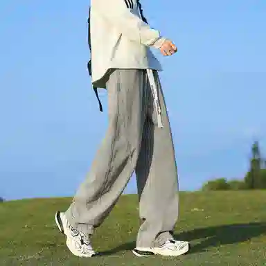 【美式弯刀拼接直筒】布客行 基础款复古显高显瘦水洗通勤通用长裤子不规则线条宽松阔腿港风做旧高街牛仔裤 男女同款