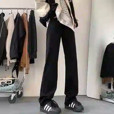 【显高显瘦显腿长】布客行 高街弹力微喇免烫重工水洗做旧美式复古长裤子阔腿宽松休闲百搭纯色柔软舒适学院风牛仔裤 男女同款