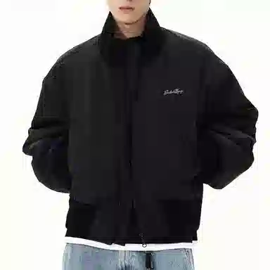 布客行 纯色拉链廓形立领短款美式复古高街狂野叛逆顺滑细腻材质防风保暖通勤日常百搭潮酷街头夹克 男女同款