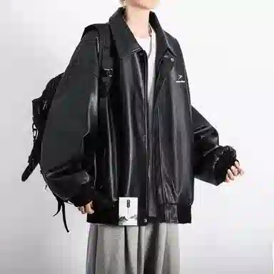 【美式潮流融合翻领工装春秋外套】布客行 不羁狂野硬朗摇滚机车叛逆小众设计风高级感慵懒宽松重磅舒适通勤个性夹克 男女同款