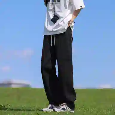 布客行 免搭配一套学院风高街条纹多彩格子单排扣内搭美式复古休闲宽松衬衣外套直筒抽绳松紧腰微喇基础柔软牛仔裤衬衫套装 男女同款