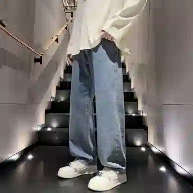 【小个子显高显瘦】布客行 美式复古基础款直筒长裤子水洗做旧小众百搭款港风高街通勤款学院风牛仔裤 男女同款