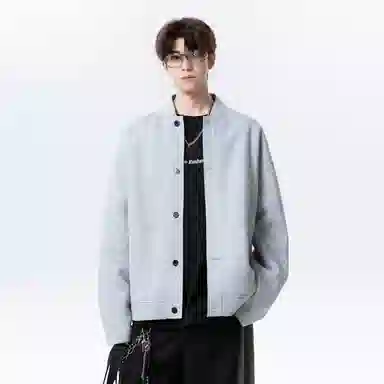 【纯色棒球领开衫牛仔裤一套】布客行 美式长袖开襟外套法式慵懒风百搭舒适学院风抽绳水洗复古做旧简约高街休闲卫衣套装 男女同款