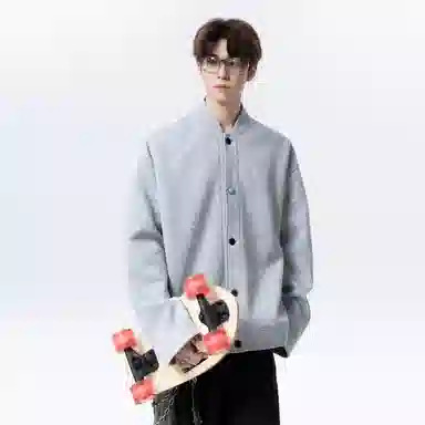 【纯色棒球领开衫牛仔裤一套】布客行 美式长袖开襟外套法式慵懒风百搭舒适学院风抽绳水洗复古做旧简约高街休闲卫衣套装 男女同款