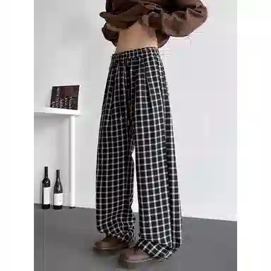 【格子新潮可穿230斤】布客行 美式复古港风回潮嘻哈低腰运动时尚百搭户外日常出街垂感宽松舒适华棉直筒长裤子休闲裤 男女同款