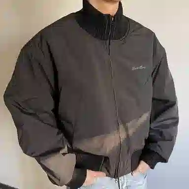 布客行 【初秋赛博朋克拉链飞行员外套】纯色设计美式复古廓形立领短款不羁有型顺滑细腻材质防风防水机能休闲百搭新潮夹克 男女同款