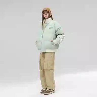 布客行 美式条纹防污防泼水撞色明线拼接假两件设计感复古高街防风防寒加厚保暖立领插肩休闲运动百搭棉服 男女同款
