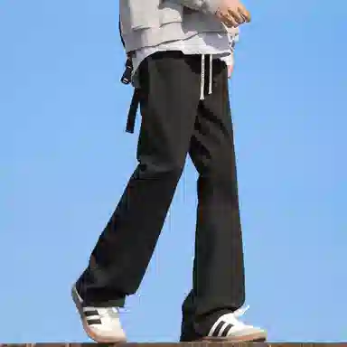 【显高显瘦显腿长】 布客行 直筒黑牛美式复古修身水洗抽绳弹力松紧腰基础款高街舒适亲肤透气休闲百搭纯色长裤经典牛仔裤 男女同款