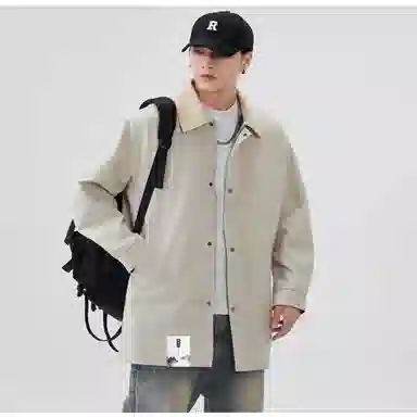 布客行 【复古简约高街中长款拉链单排扣外套】纯色基础款宽松休闲百搭防风商务日常通勤高颜值痞帅气质秋冬季男款夹克 男女同款