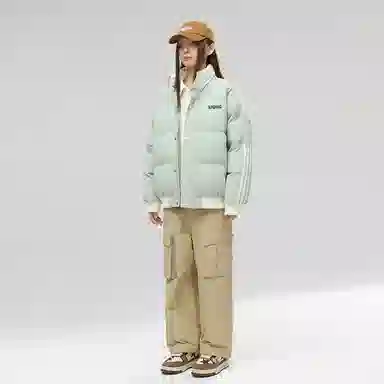 布客行 美式条纹防污防泼水撞色明线拼接假两件设计感复古高街防风防寒加厚保暖立领插肩休闲运动百搭棉服 男女同款