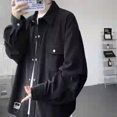 【设计感褶皱可穿230斤】布客行 拼接明线可拆卸胸针美式高街复古港风回潮垂感慵懒风纯色轻奢休闲舒适百搭早秋长袖衬衫 男女同款