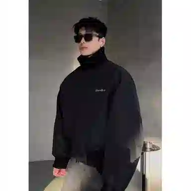 布客行 加绒白鸭绒纯色立领港风短款长袖机车飞行员夹克外套显瘦显高高街痞帅美式复古通用廓型设计休闲百搭通勤羽绒服 男女同款