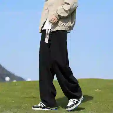 【美式弯刀直筒】布客行 纯色双侧不对称接设计基础款港风潮牌高街宽松大码舒适显高修饰腿型小众百搭通勤长裤子牛仔裤 男女同款