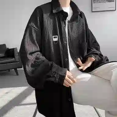 【cleanfit肌理感衬衣】布客行 可拆卸胸针落肩袖口袋春秋潮牌慵懒风高品质上衣纯色外套休闲痞帅少年感时尚百搭大码长袖衬衫 男女同款